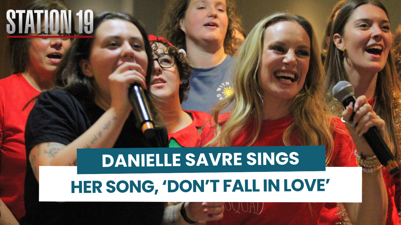 Danielle Savre sings her song 'Don't Fall in Love' with her fans